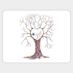 Birds in a Colourful Heart Shaped Tree (2) Sticker